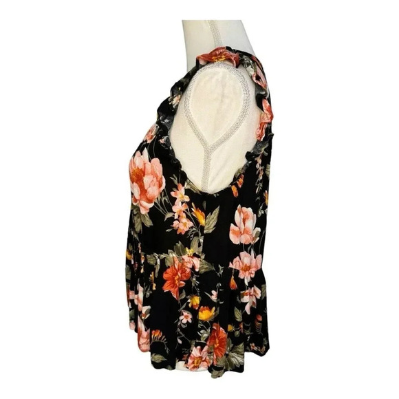 American Eagle Women's Small Floral Sleeveless Tank Top Multicolor Ruffle Trim - Picture 2 of 8